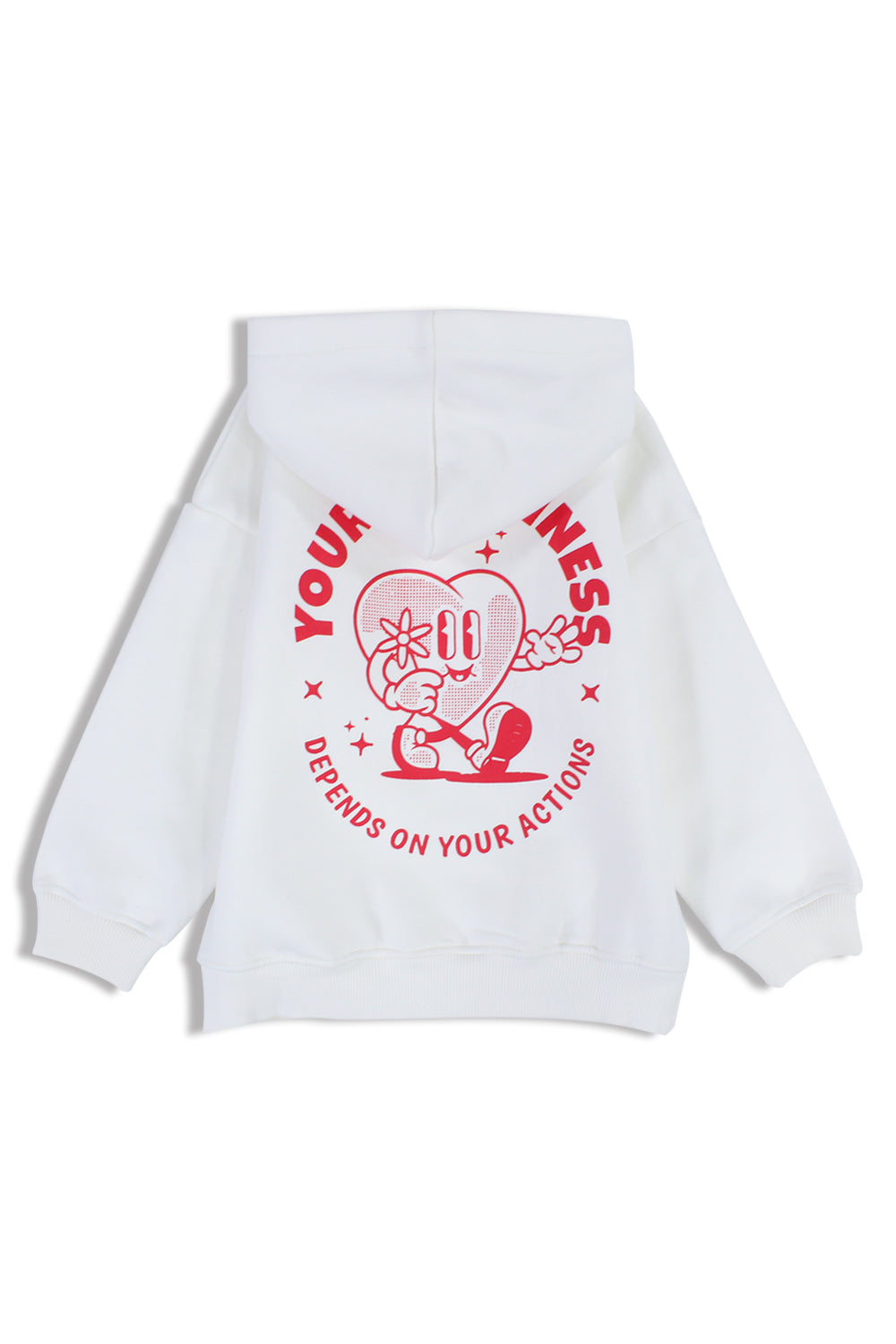 boys cotton hoodie – offwhite with "your happiness" print