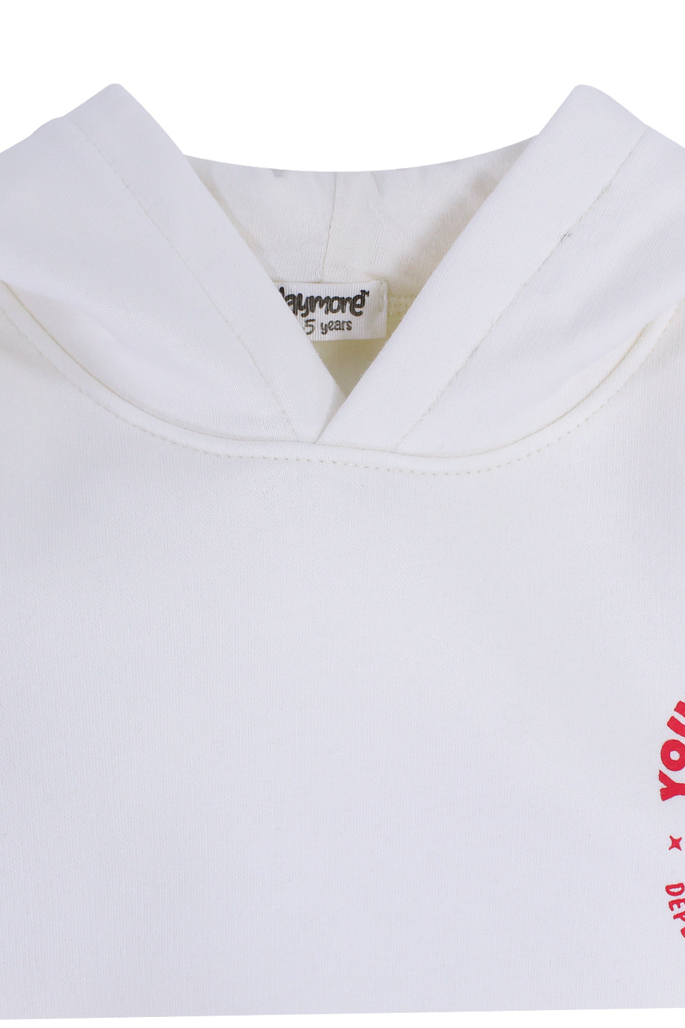 boys cotton hoodie – offwhite with "your happiness" print