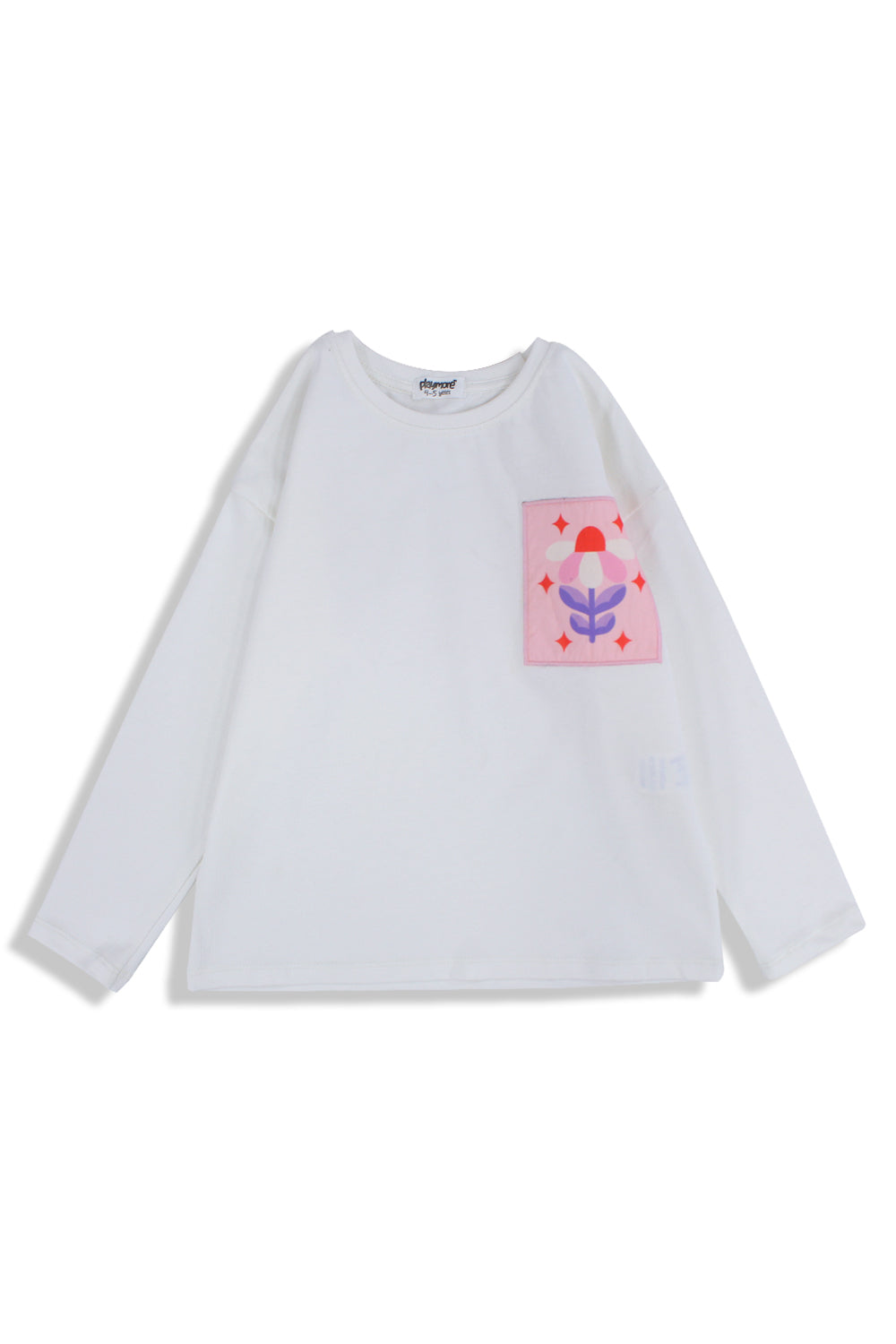 girls cotton t-shirt offwhite with flower print
