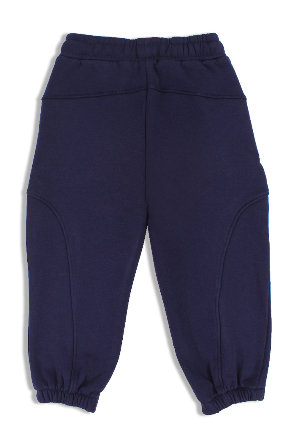 boys cotton sweatpants – navy with "unlimited play presented by unlimited fun dept" print