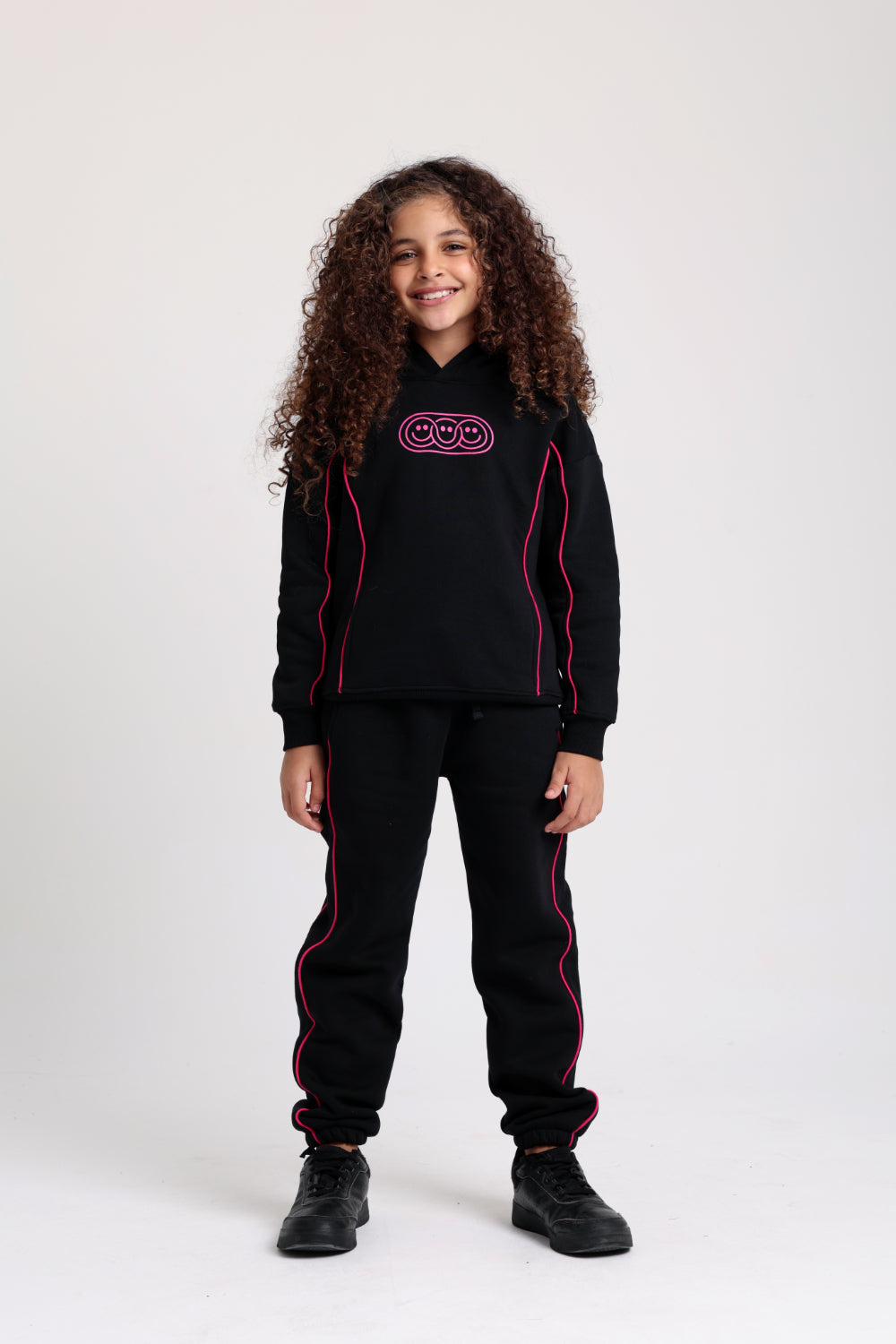 girls cotton sweatpants - black