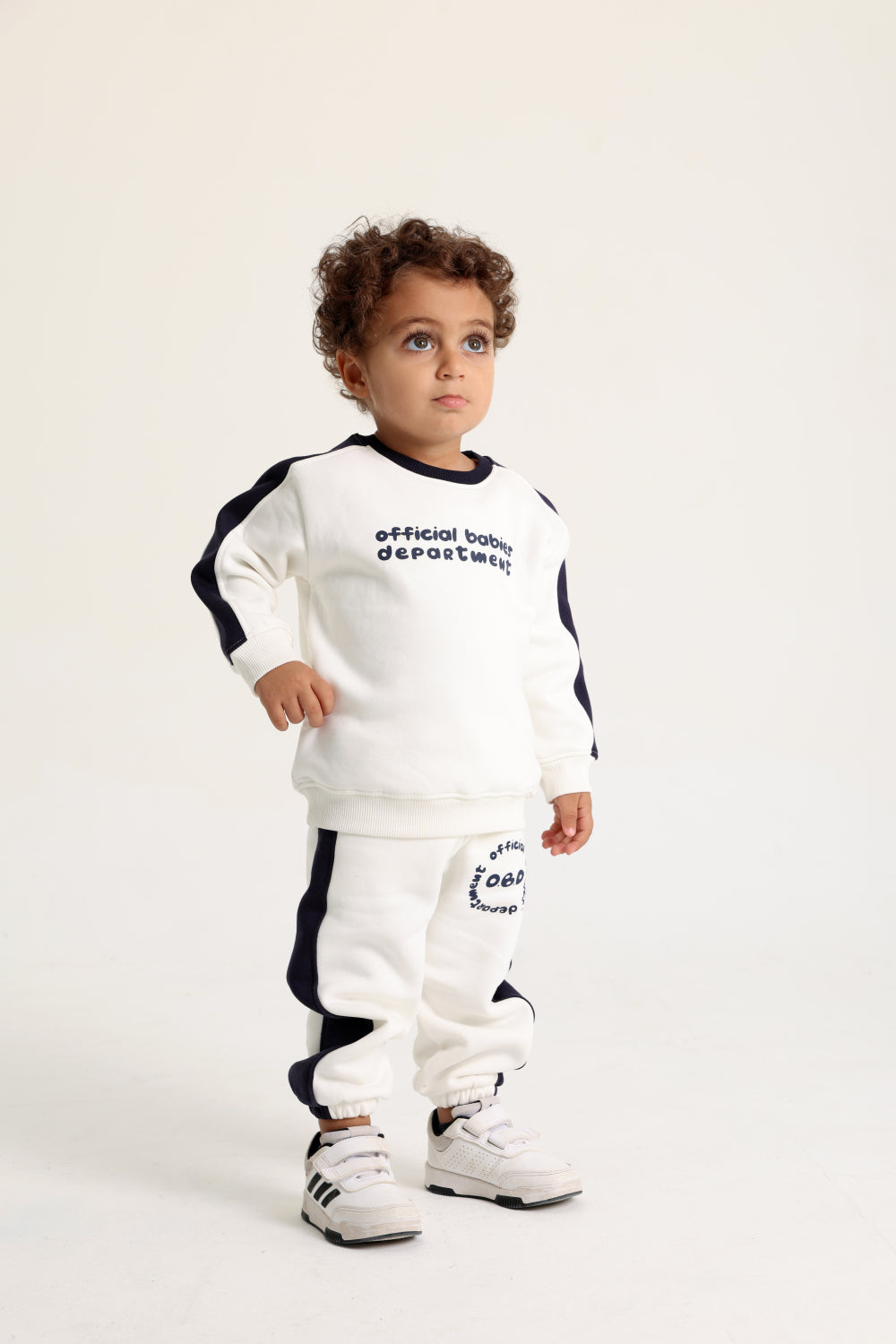 baby boys cotton outfit set – offwhite with “official“ design
