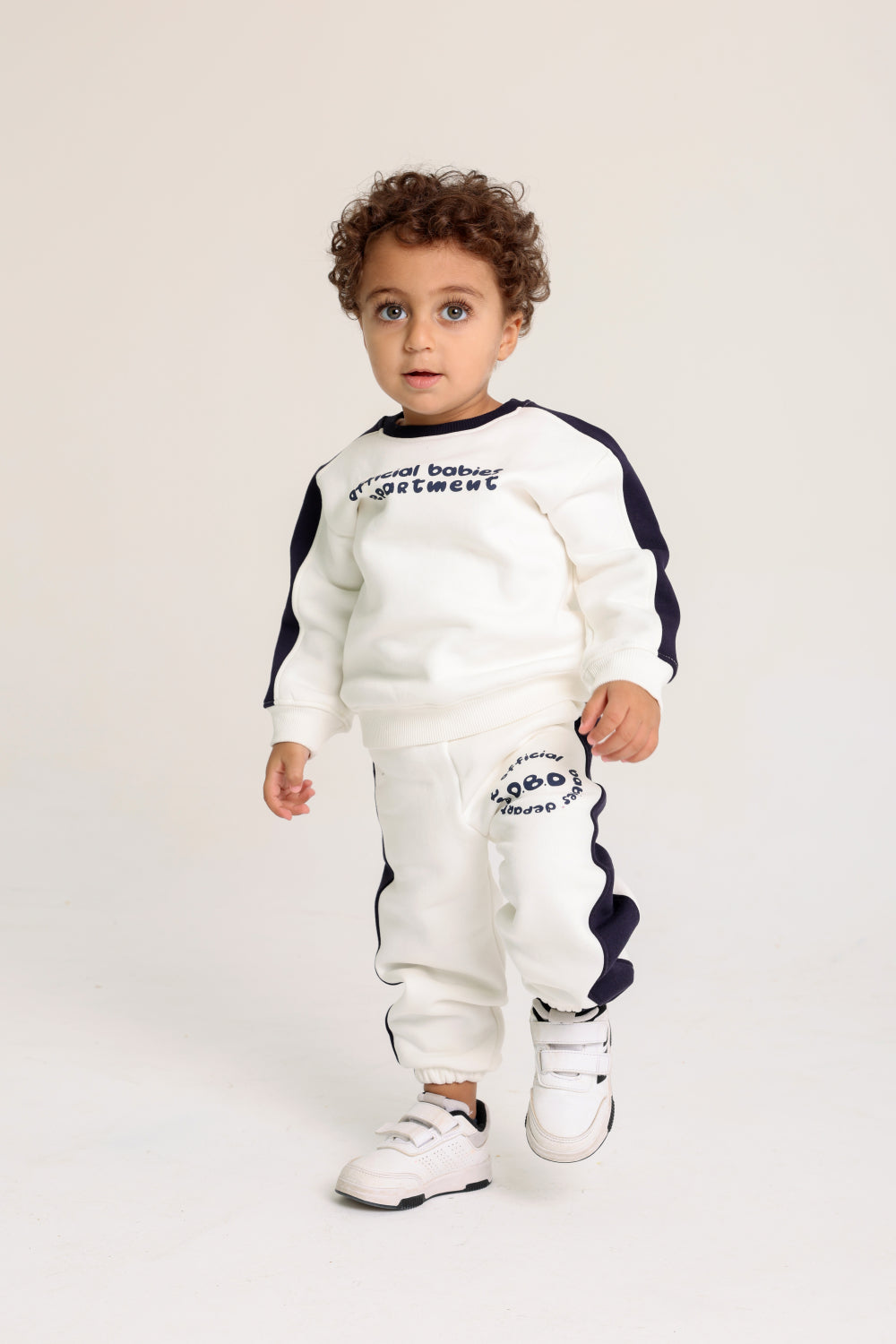 baby boys cotton outfit set – offwhite with “official“ design