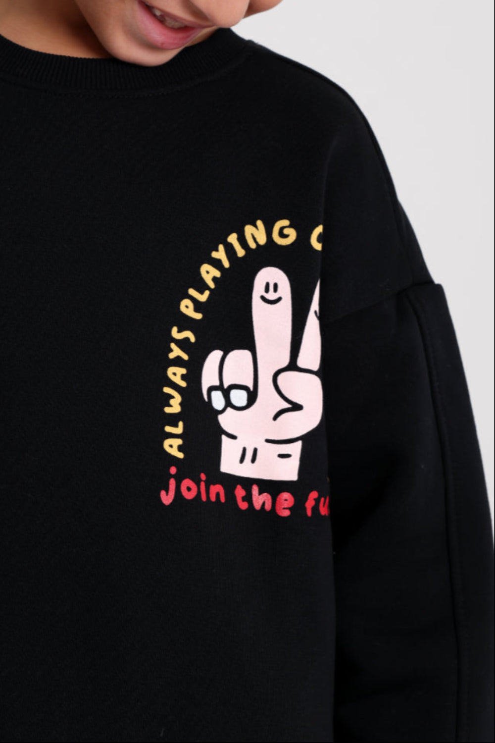 unisex cotton sweatshirt – black with "join the fun" design