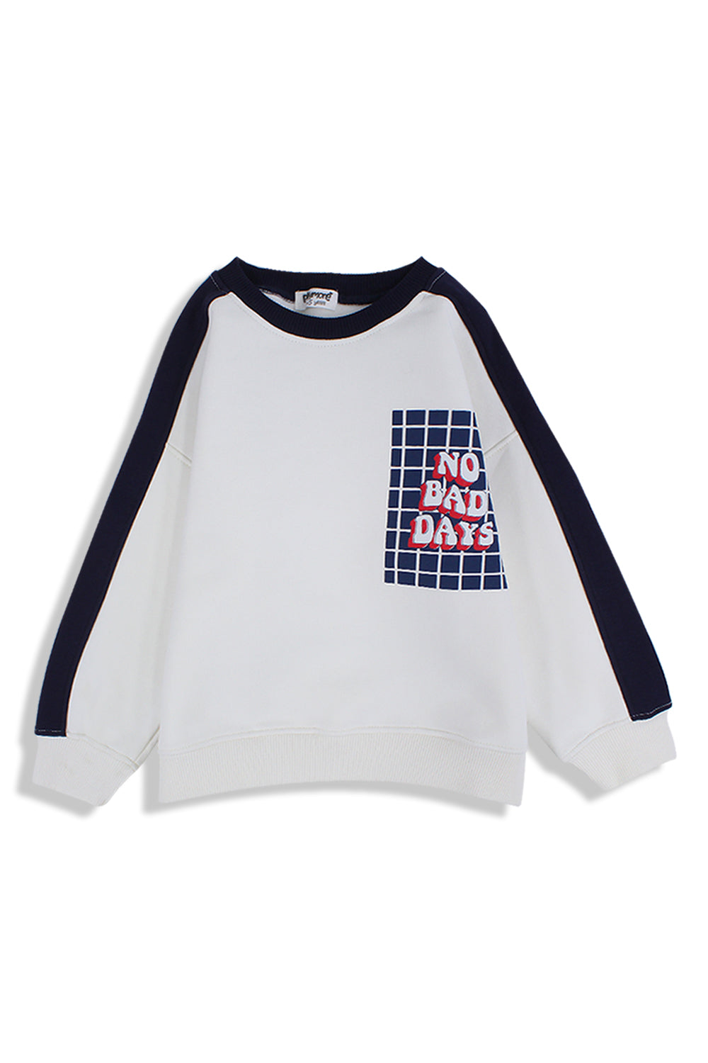boys cotton sweatshirt – offwhite with "no bad days" print