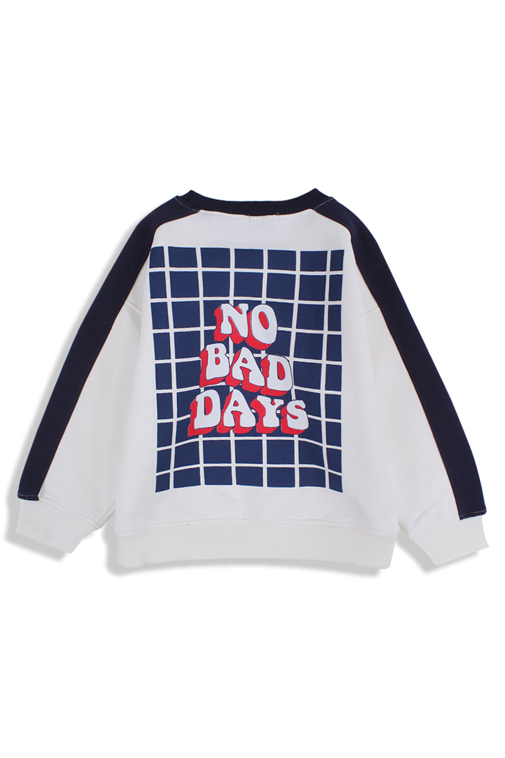boys cotton sweatshirt – offwhite with "no bad days" print