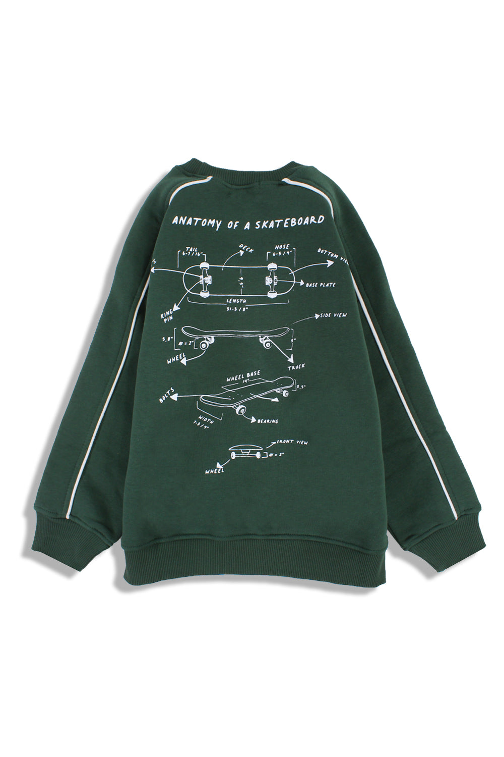 boys cotton sweatshirt – olive with "get bored skateboard" print