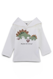baby boys cotton hoodie – Offwhite with dino print