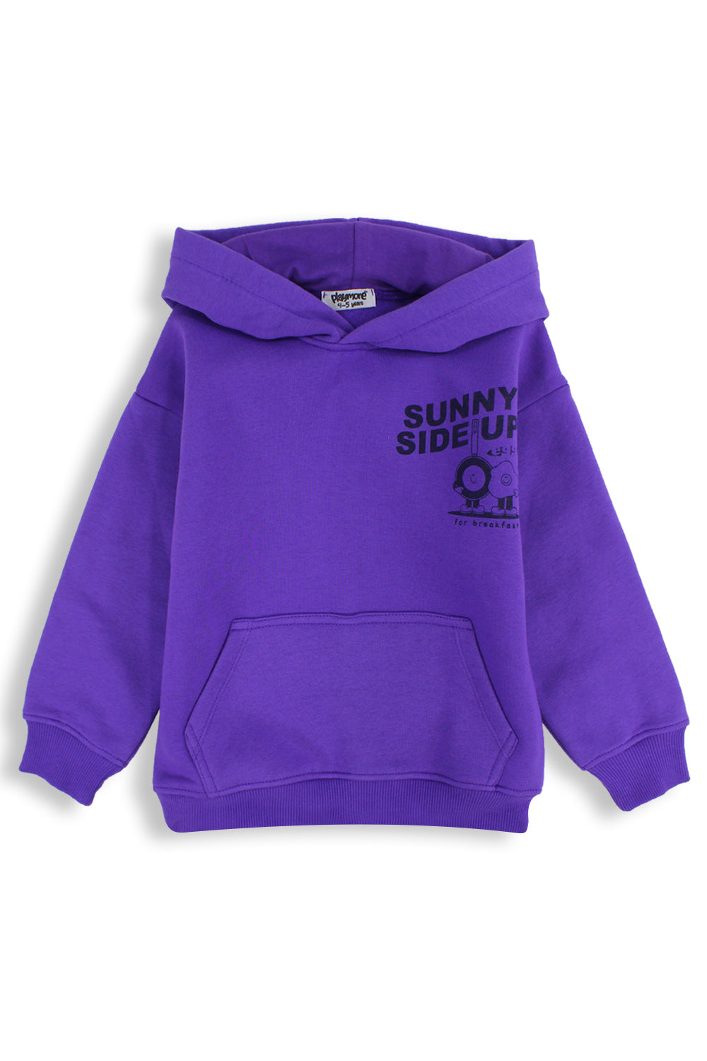unisex cotton hoodie – purple with "sunny side up" print
