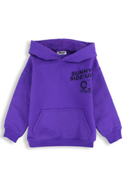 unisex cotton hoodie – purple with "sunny side up" print