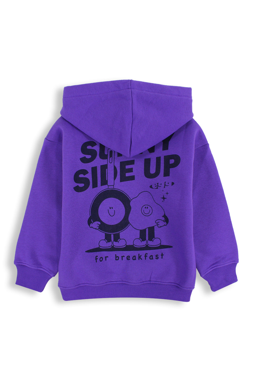 unisex cotton hoodie – purple with "sunny side up" print