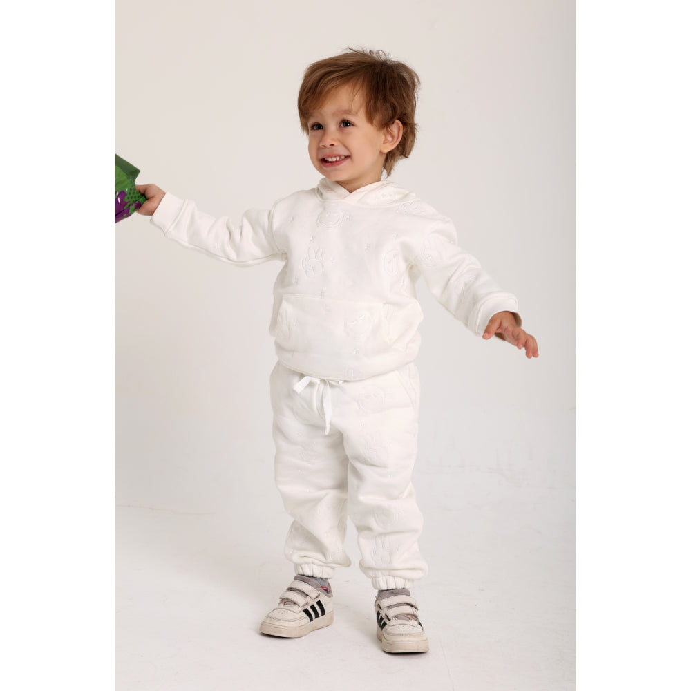 unisex cotton 2-piece outfit set – off-white with smiley faces