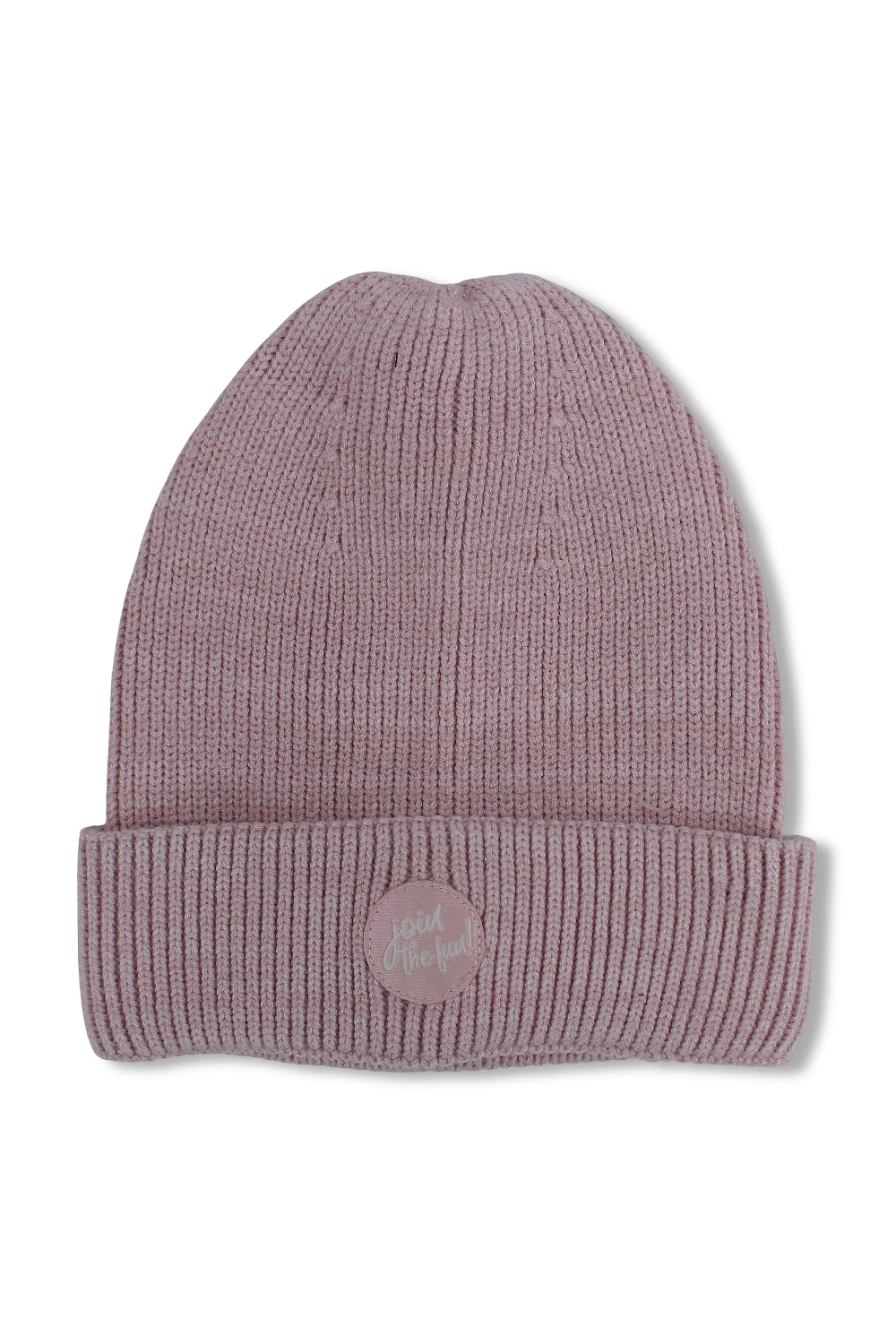 girls cozy blend beanie – pink with "join the fun!" design