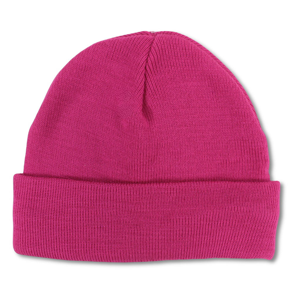 Girls Acrylic Beanie – Fuchsia with Triple Smiley Joy
