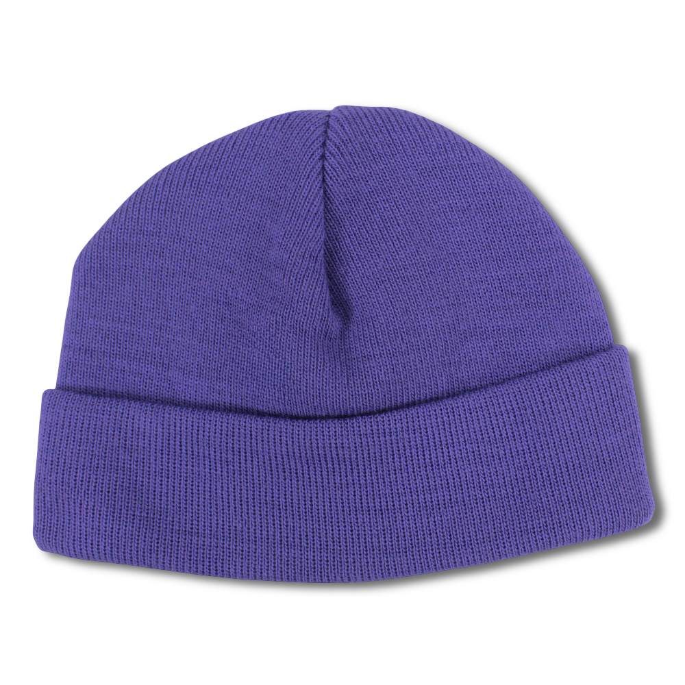 Unisex Acrylic Beanie - Purple with Victory Sign Appliqued