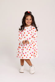 baby girls cotton dress – offwhite with dots print