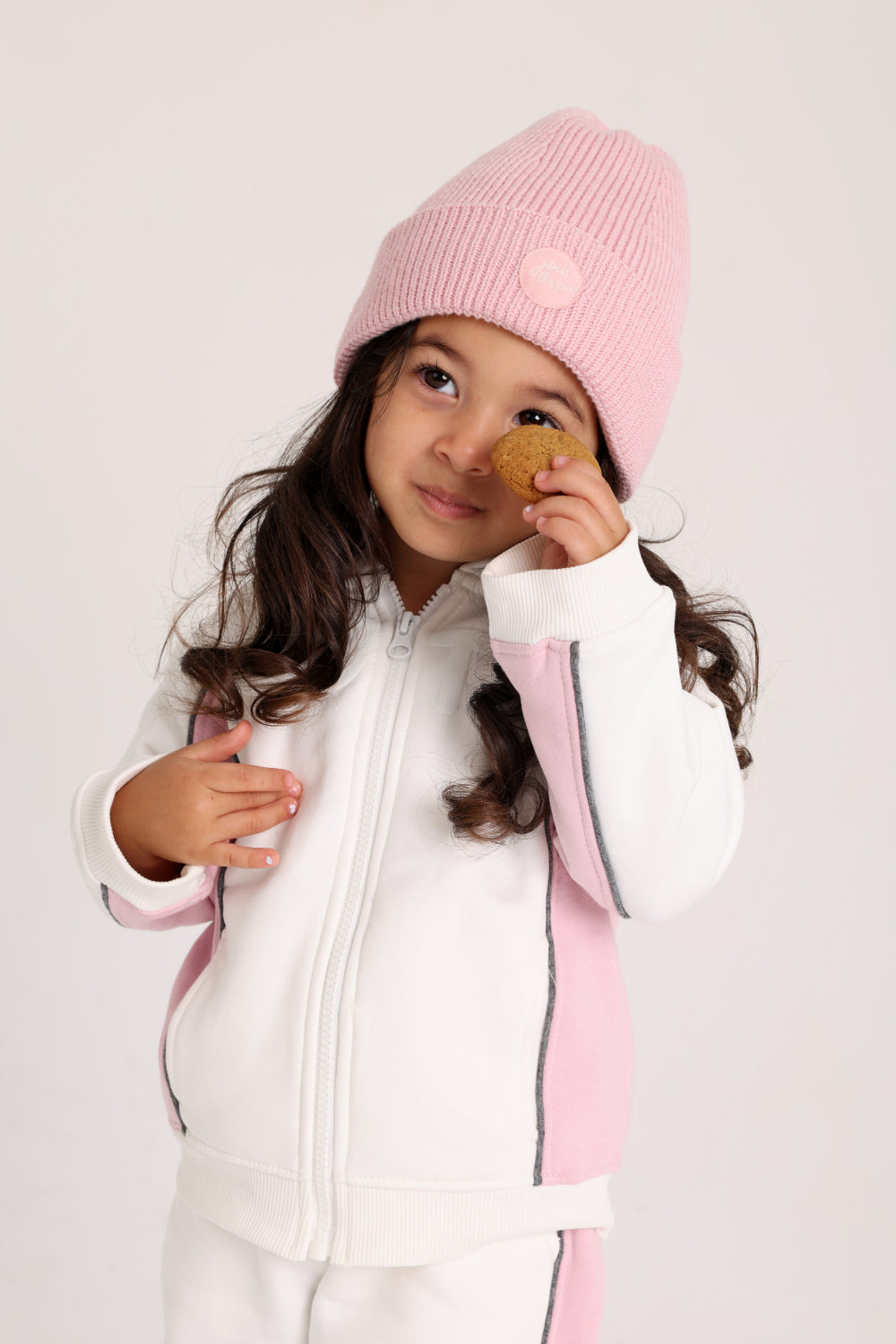 unisex baby cotton outfit set – offwhite & pink