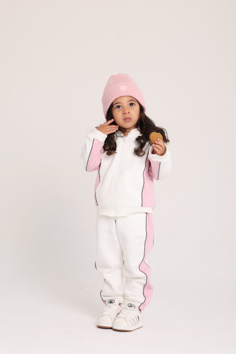 unisex baby cotton outfit set – offwhite & pink