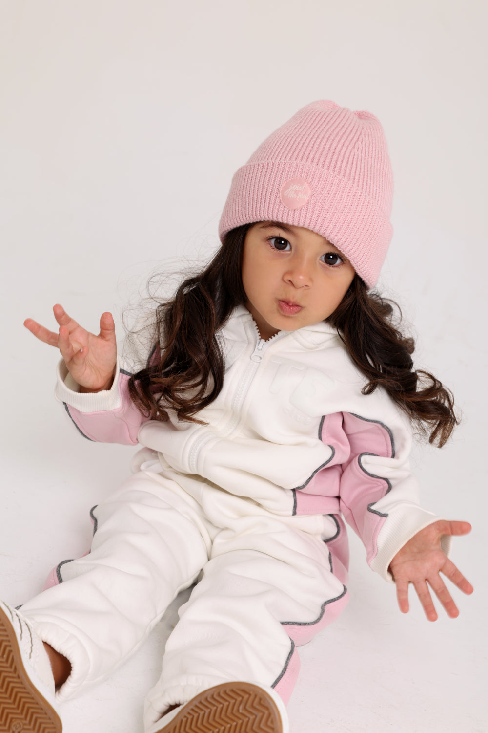 unisex baby cotton outfit set – offwhite & pink