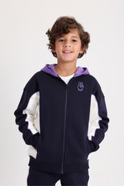 unisex cotton hoodie – navy with peace sign print