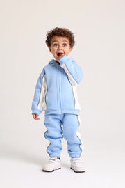 unisex baby cotton outfit Set – baby blue with elephant print