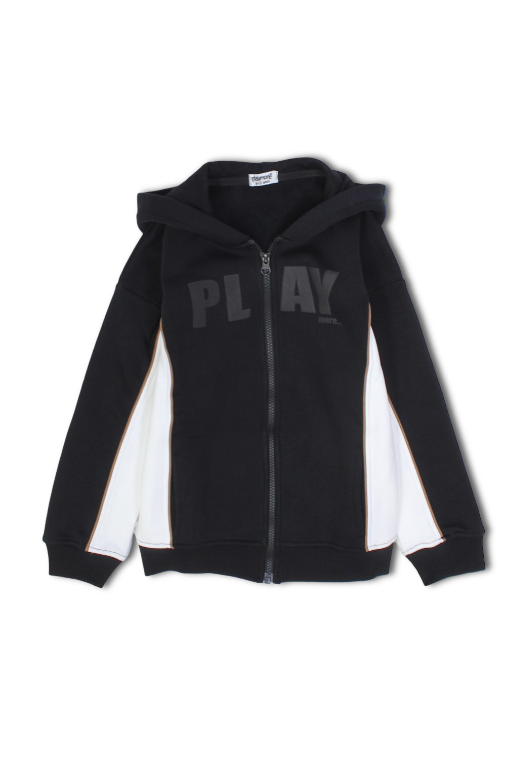 boys cotton hoodie – back with “play more“ print