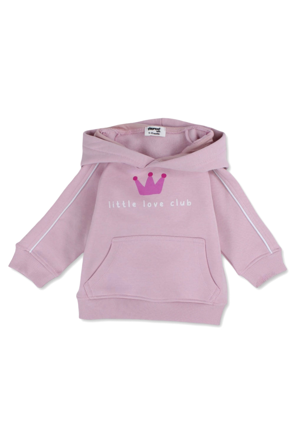 baby girls cotton hoodie – pink with “little love club“ print