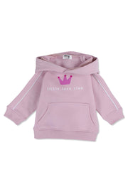 baby girls cotton hoodie – pink with “little love club“ print