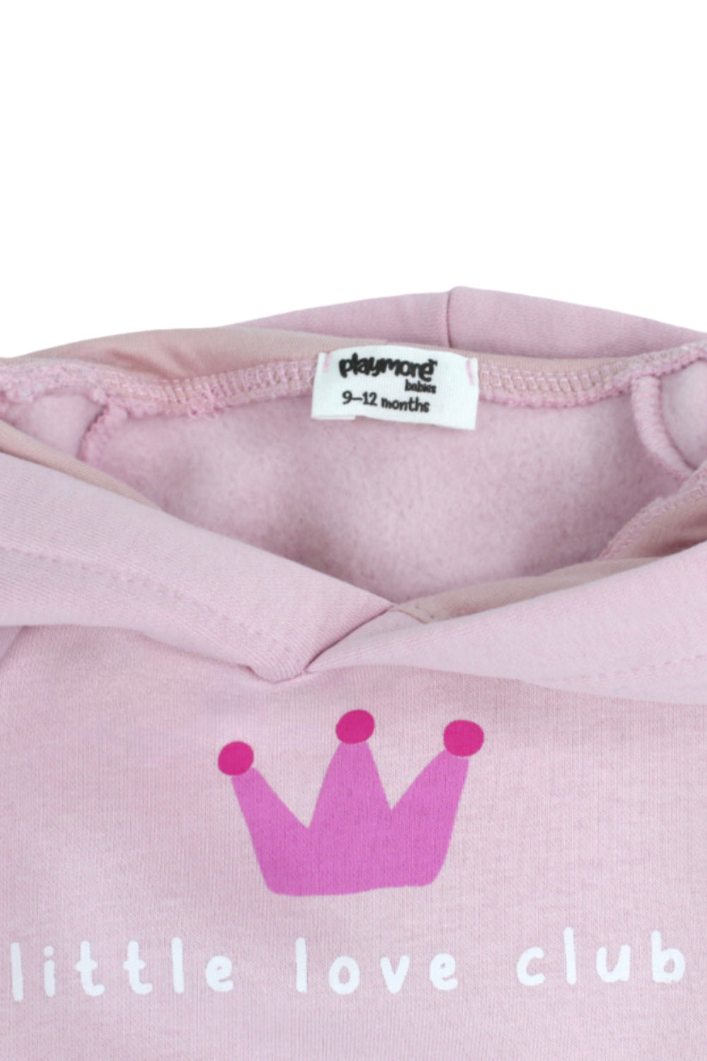 baby girls cotton hoodie – pink with “little love club“ print