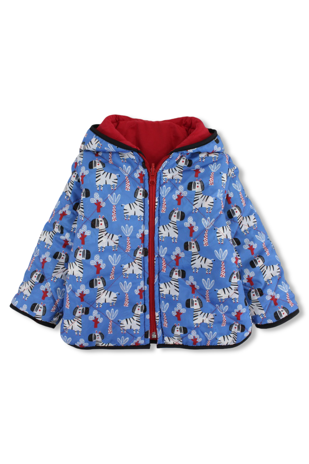 boys waterproof reversible jacket – red & babyblue