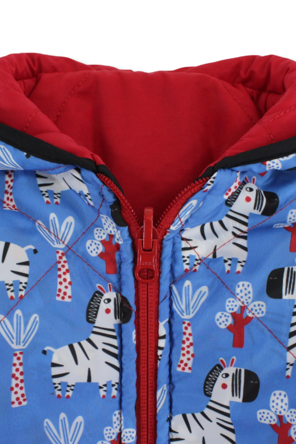 boys waterproof reversible jacket – red & babyblue