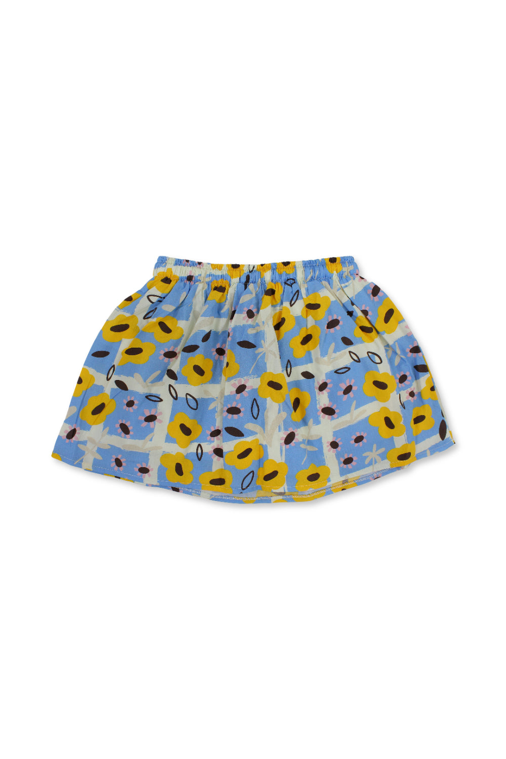 girls cotton skort – baby blue with flowers print