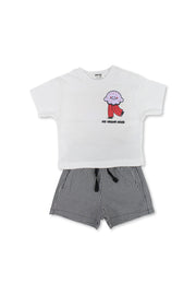 unisex baby cotton outfit set – white & black with "ice cream crew" print