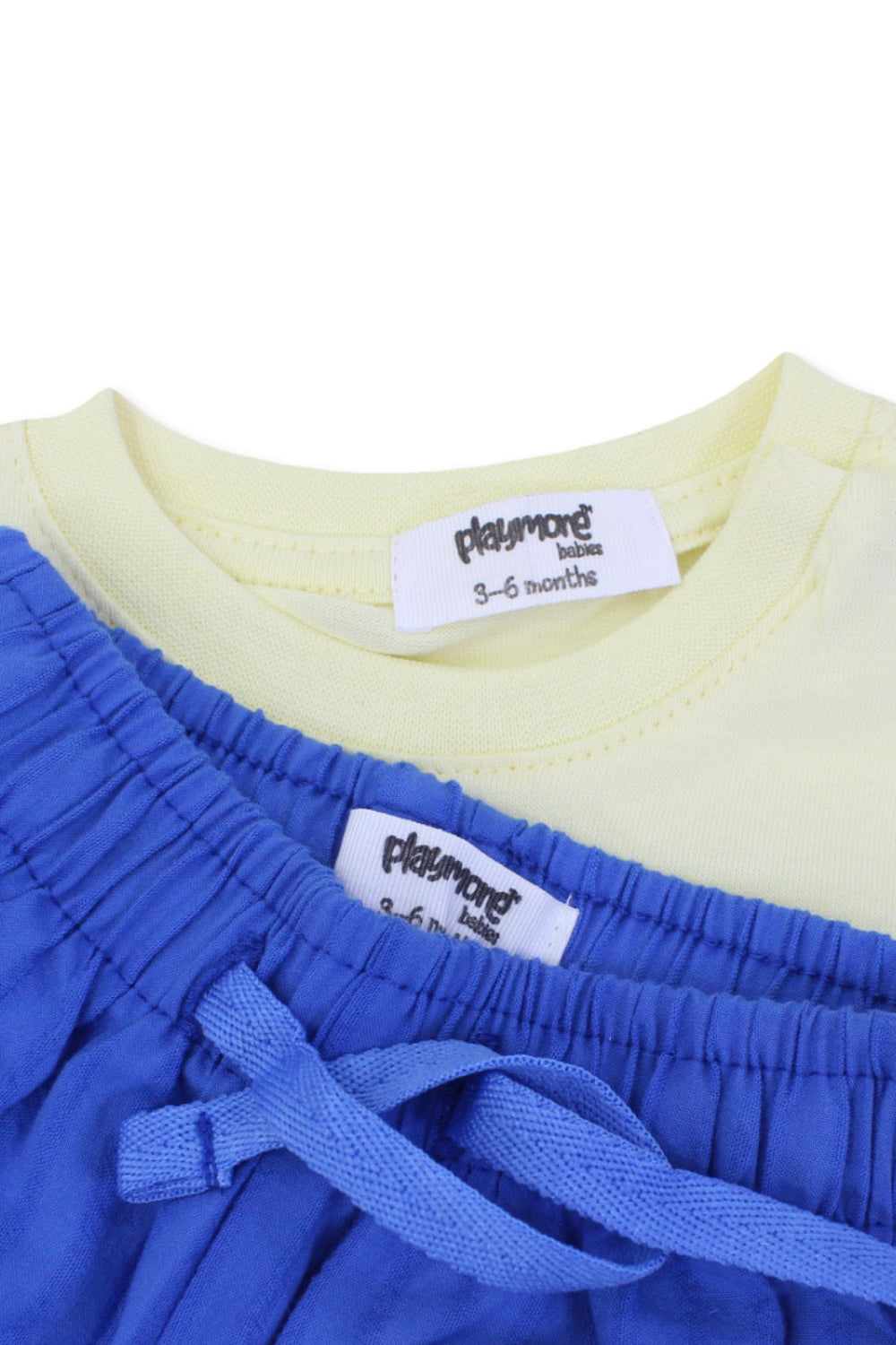 baby boys cotton outfit set – yellow & blue with tiger print