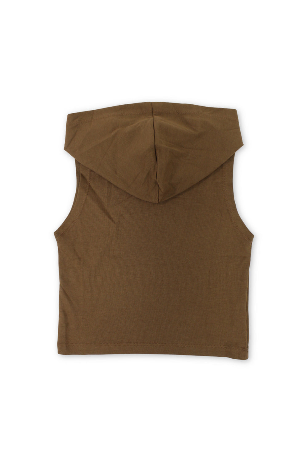 baby boys cotton hooded sleeveless t-shirt – brown with "star athlete" print