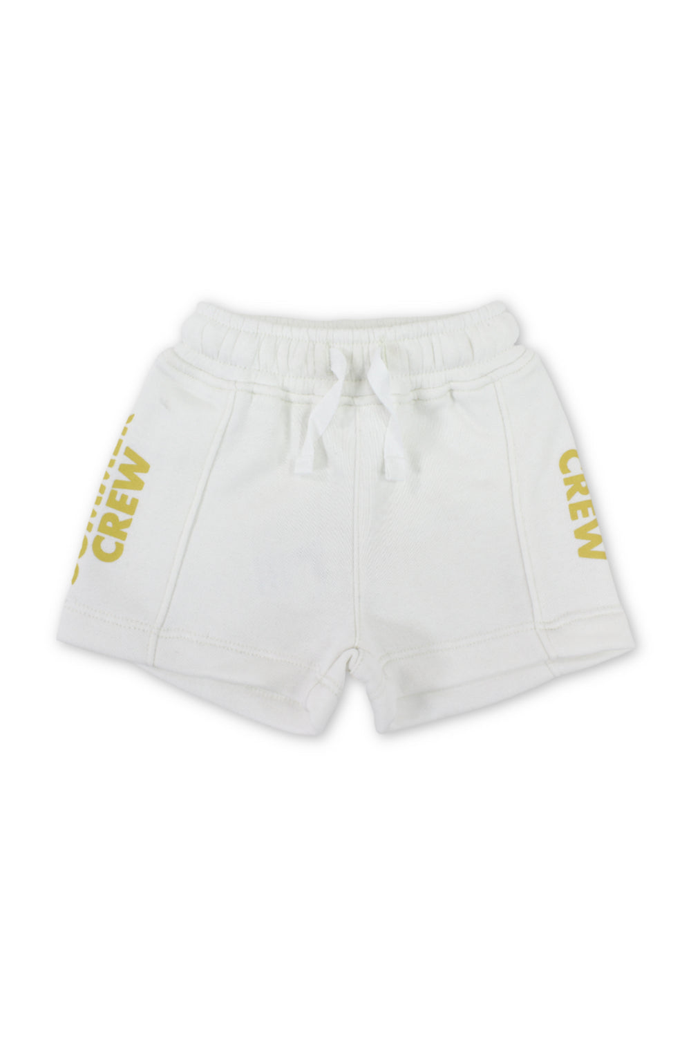 unisex baby cotton short – off-white with "summer crew" print