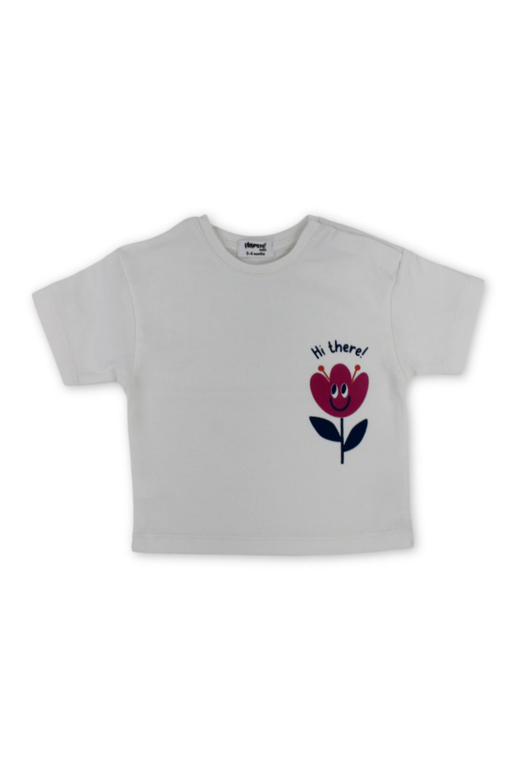 baby girls cotton t-shirt – off-white with flower print