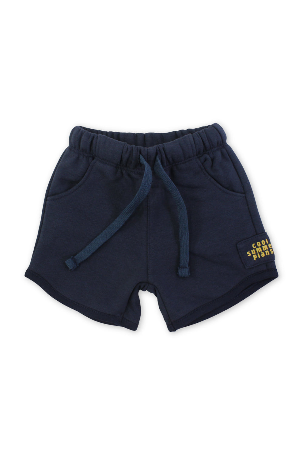 baby boys cotton short – navy with "cool summer pians" print