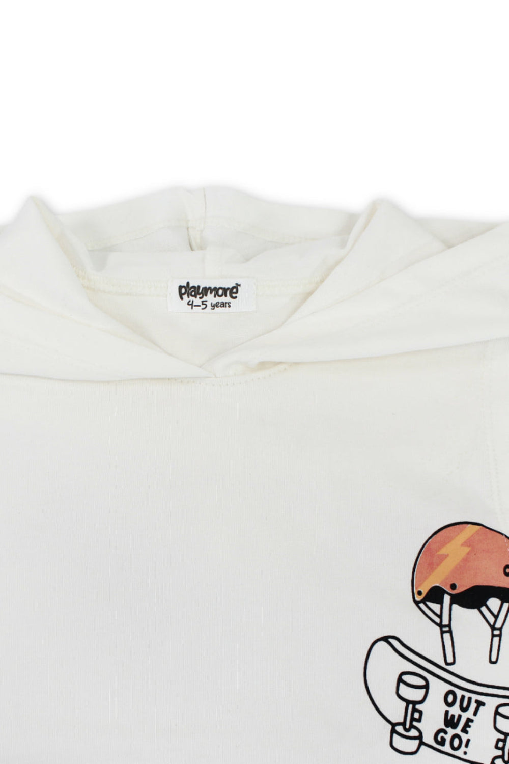 boys cotton hooded sleeveless t-shirt – off-white with "out we go" print