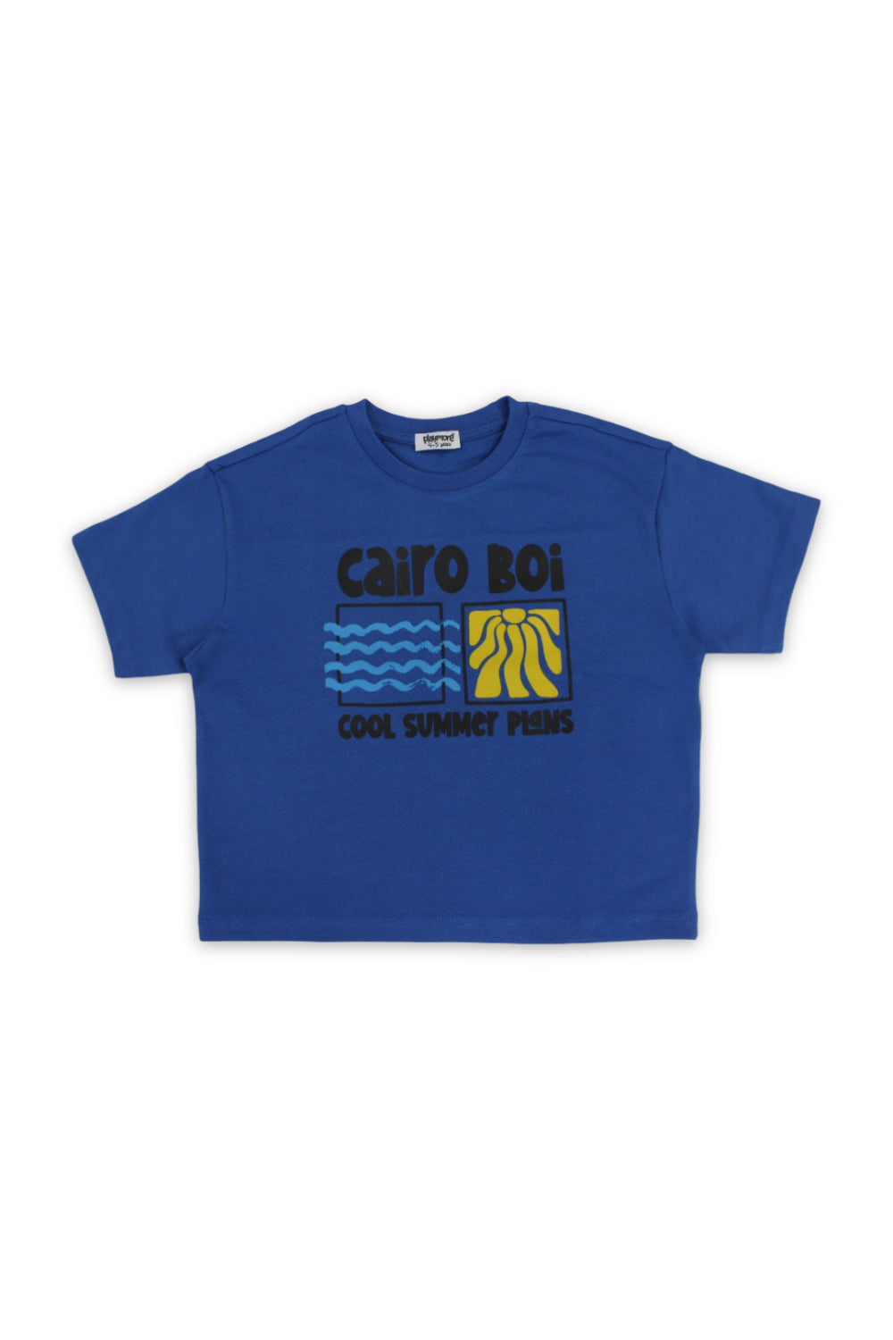 Boys Cotton T-Shirt – Blue with "Cairo Boi" Print