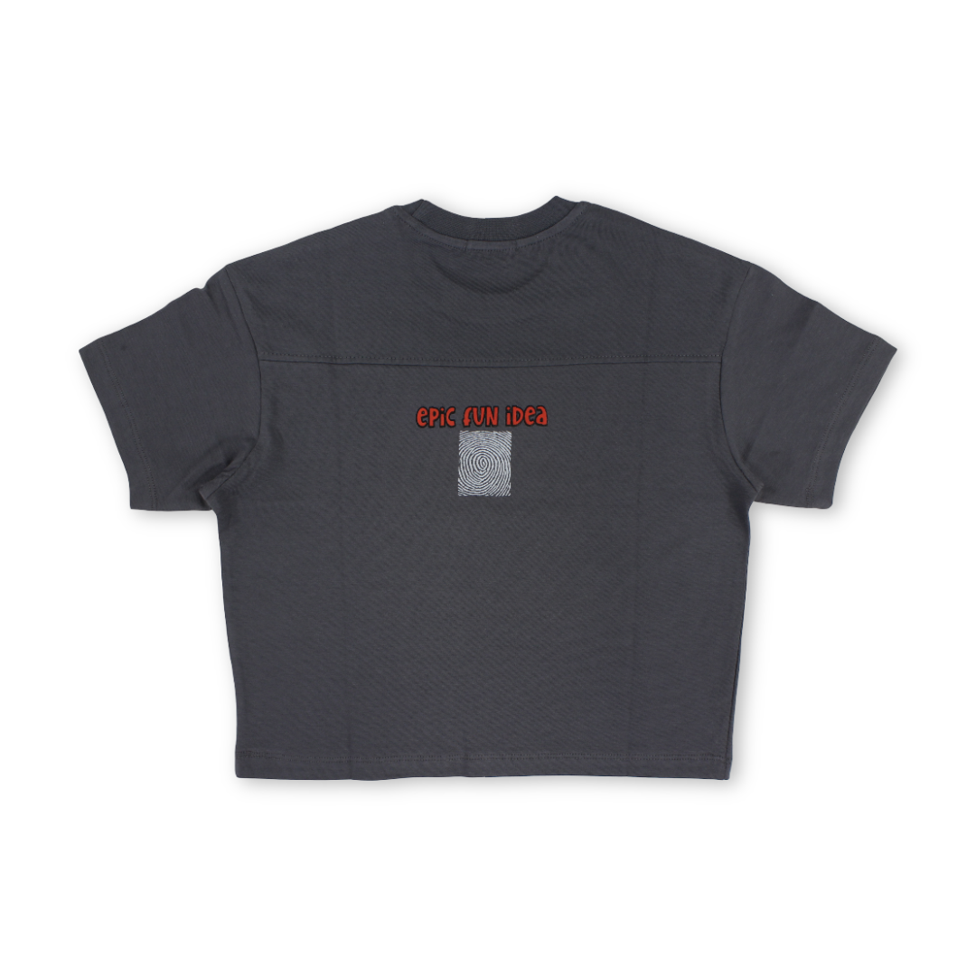 Boys Cotton T-Shirt – Grey with "epic Fun iDea" Print