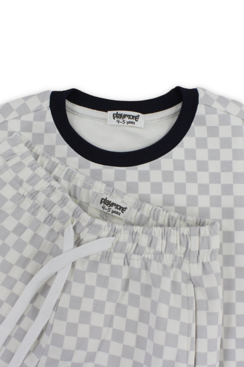 boys cotton outfit set – off-white & grey with "good days no repeat" print