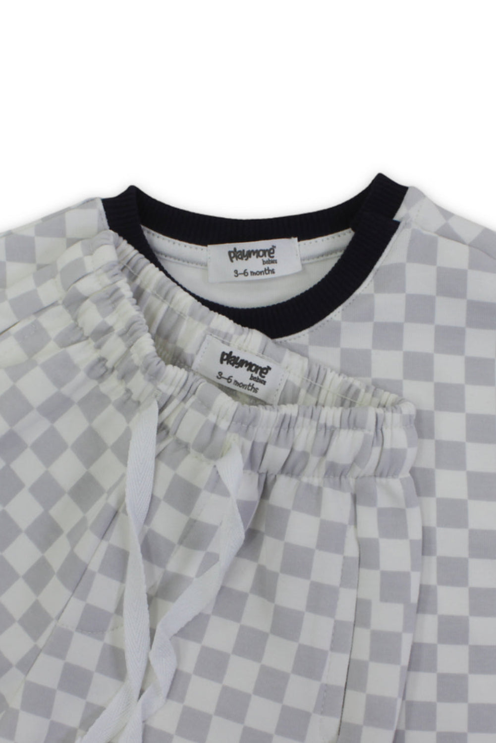 baby boys cotton outfit set – off-white & grey with "good days no Rrepeat" print