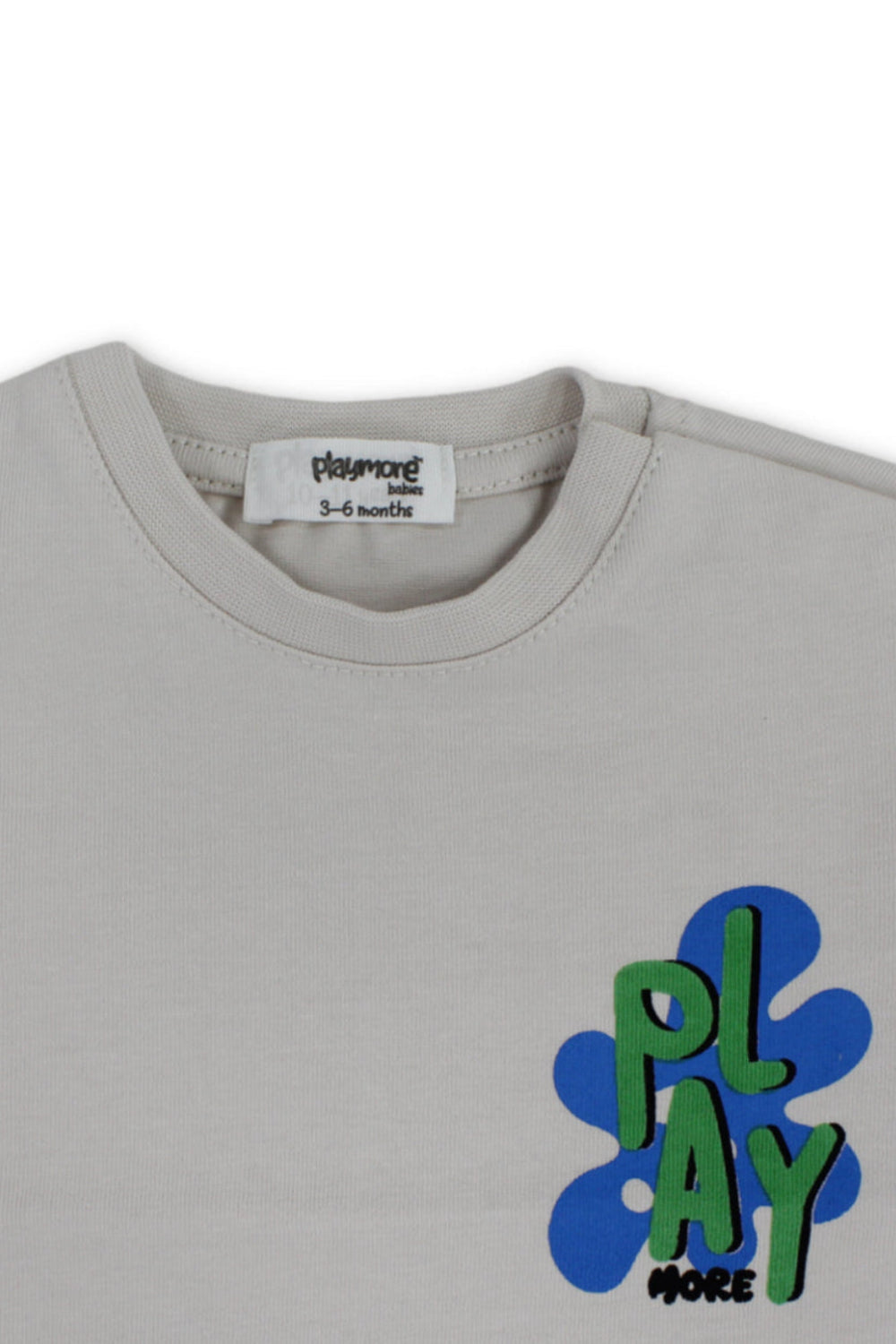 boys cotton t-shirt – beige with "play more" print