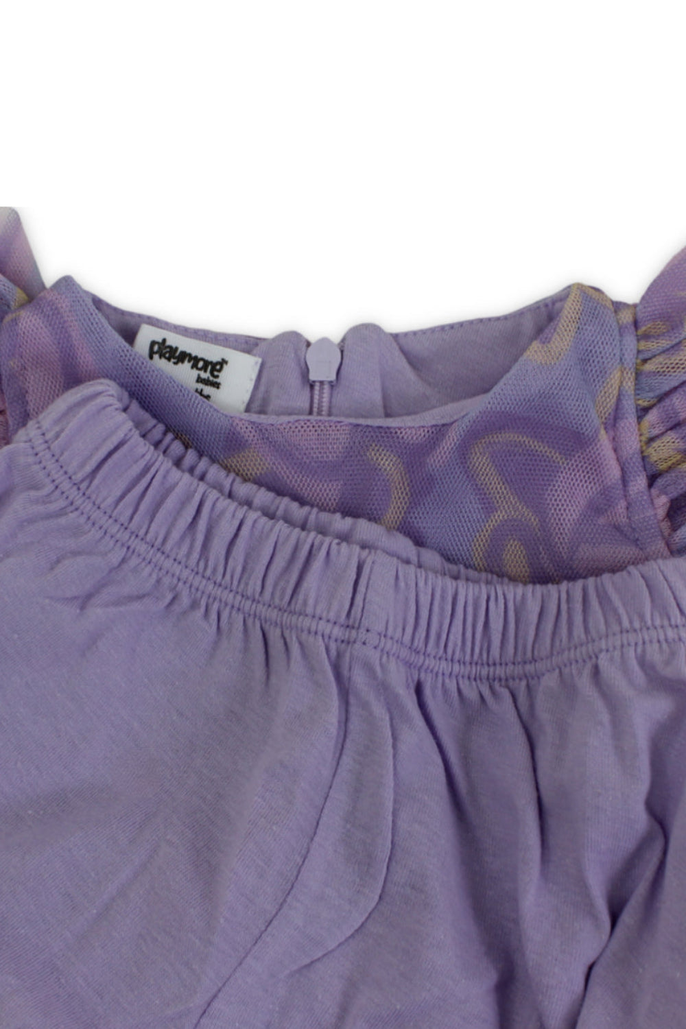 baby girls tulle sleeveless dress – purple with flowers print