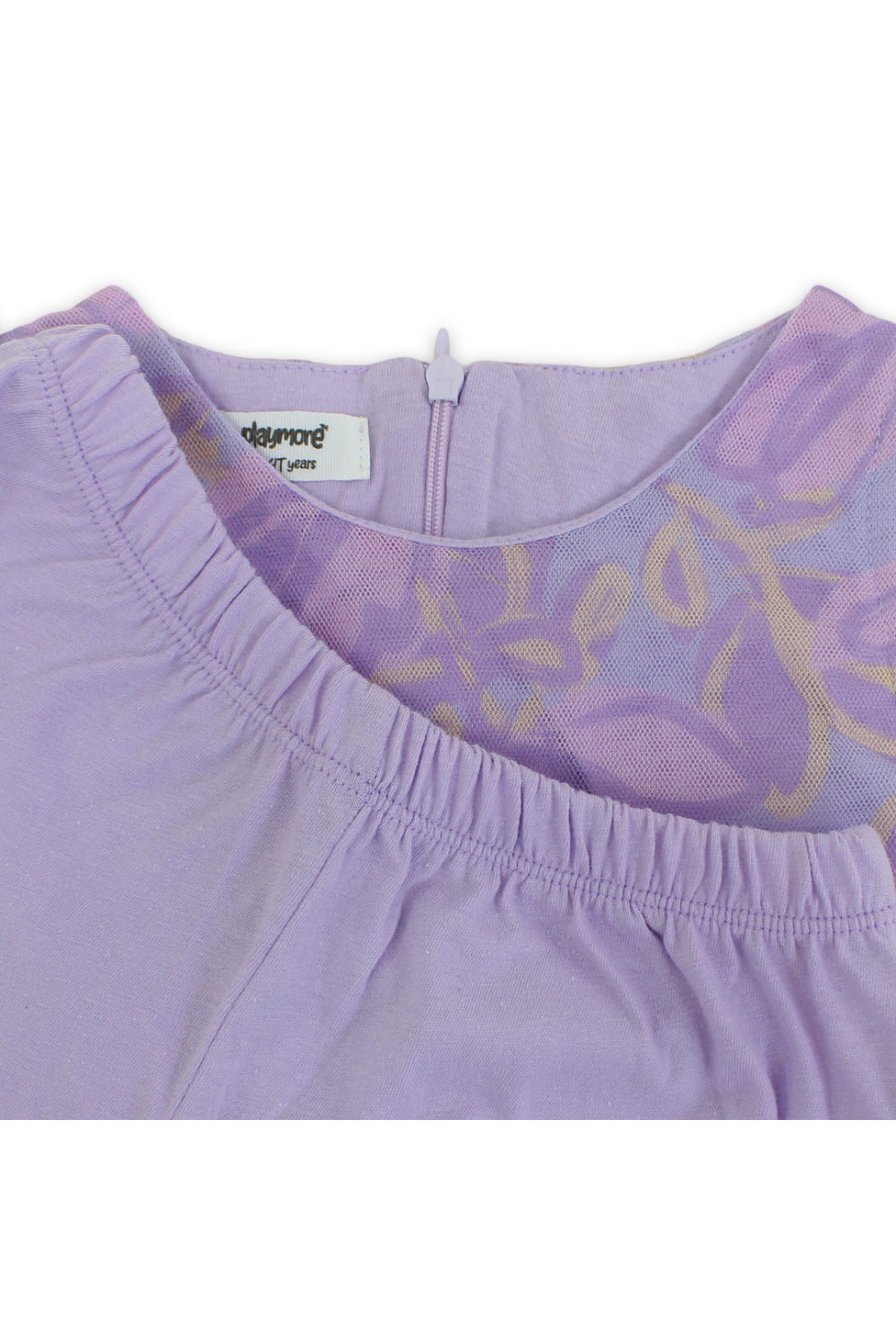 baby girls tulle sleeveless dress – purple with flowers print