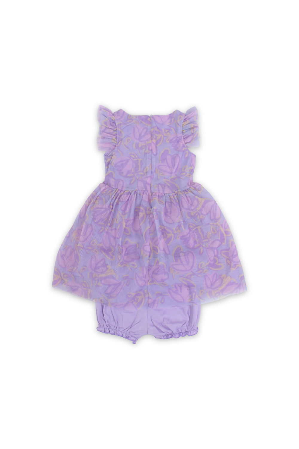 baby girls tulle sleeveless dress – purple with flowers print