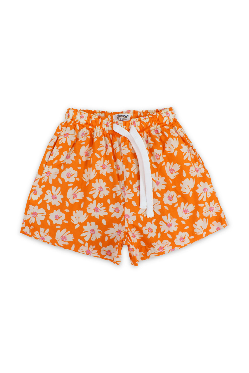 girls cotton short – orange with flowers print