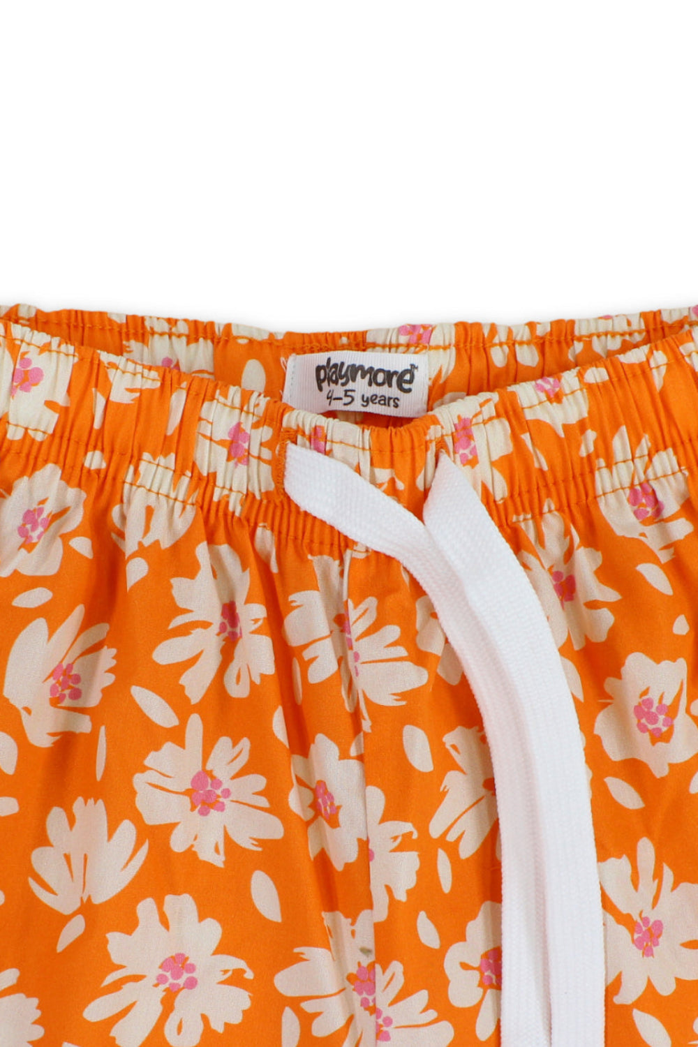 girls cotton short – orange with flowers print