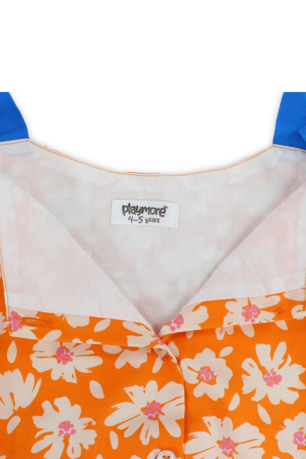 girls cotton blouse – orange with flowers print